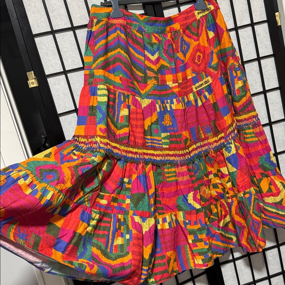 Rare Farm Rio XL summer patches beaded midi skirt - Picture 7 of 13
